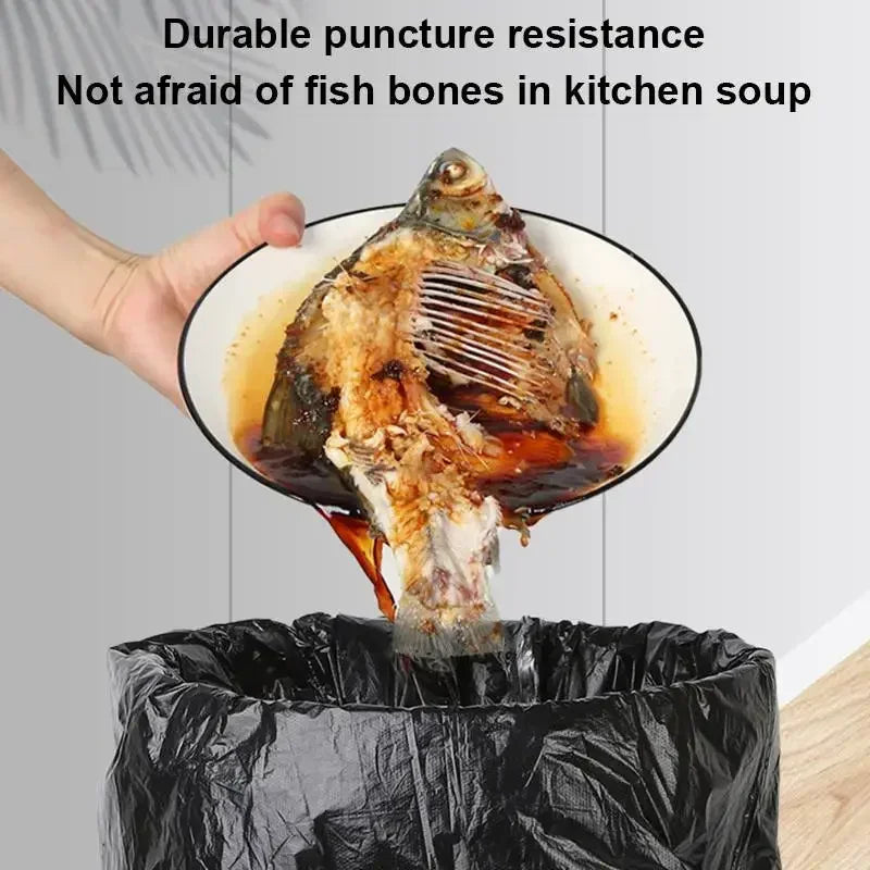 15Pcs/1Roll Household Garbage Bag Thickened Large Black Trash Bags Disposable Trash Pouch Kitchen Portable Cleaning Waste Bag