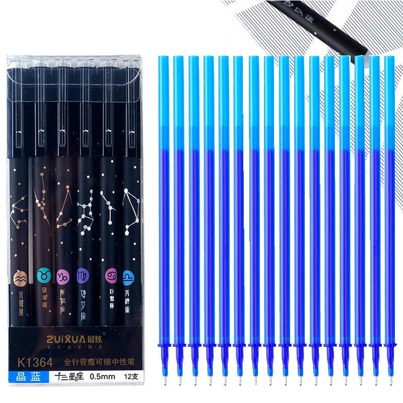 Haile Erasable Gel Pen set 0.5mm Refill Blue Black ink Washable Handle Cute Ballpoint Pens Rods Writing Kawaii Stationery