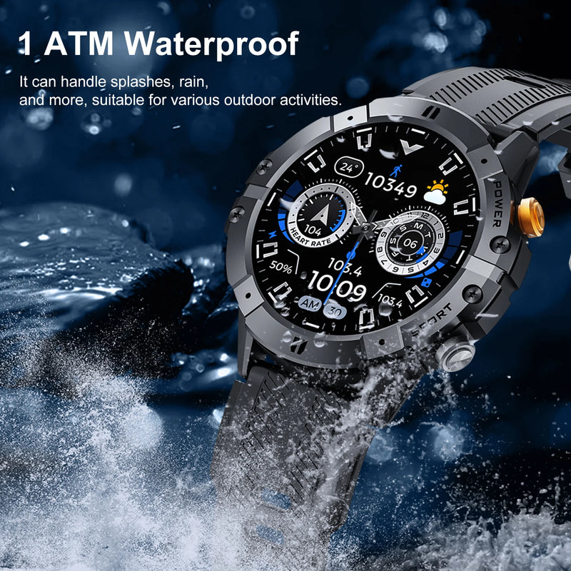 Outdoor Sports Smart Watch Men Bluetooth Call AI Voice Assistant Heart Rate Monitor Fitness Tracker 1ATM Waterproof Smartwatch