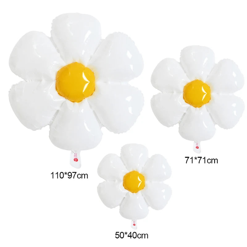 White Daisy Flower Foil Balloon Plumeria Helium Ball Wedding Kids Birthday Party Decoration Baby Shower INS Photo Props