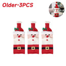 Christmas Wine Bottle Cover Set Santa Claus Snowman Knitted Wool Red Wine Bottle Bags For New Year Xmas Party Dinner Table Decor