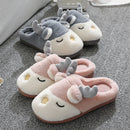 Couples Women Winter Home Slippers Christmas Cartoon Reindeer Non Slip Soft Warm Men House Shoes Indoor Bedroom Floor Footwear