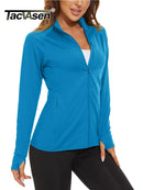 TACVASEN Full Zip UPF 50+ Sun Protection Summer Jackets Womens Long Sleeve Shirts Casual Jackets W/ Zipper Pockets Tops Outdoor