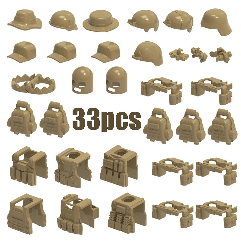 WW2 Military Building Blocks Mini Bricks Solider Figures Gifts Weapon Equipment Accessories USA Greman Vests Armor Toys For Kids