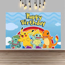 Pokemon Pikachu Birthday Party Backdrop Cartoon Baby Shower Background Photography Wall Photo Studio Banner Decor For Boy Gift