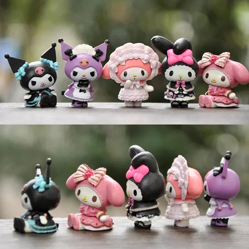 5Pcs 3-4cm Kawaii Kuromi Melody Model Anime Figure Doll Accessories Toys Gift Action Figures Hobbies Gifts