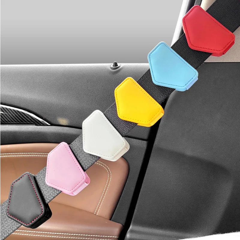 Car Seat Belt Clip Magnetic Safety Belt Fixed Limiter PU Seat Belt Stopper Buckle with Card Clip Car Decoration Auto Accessories