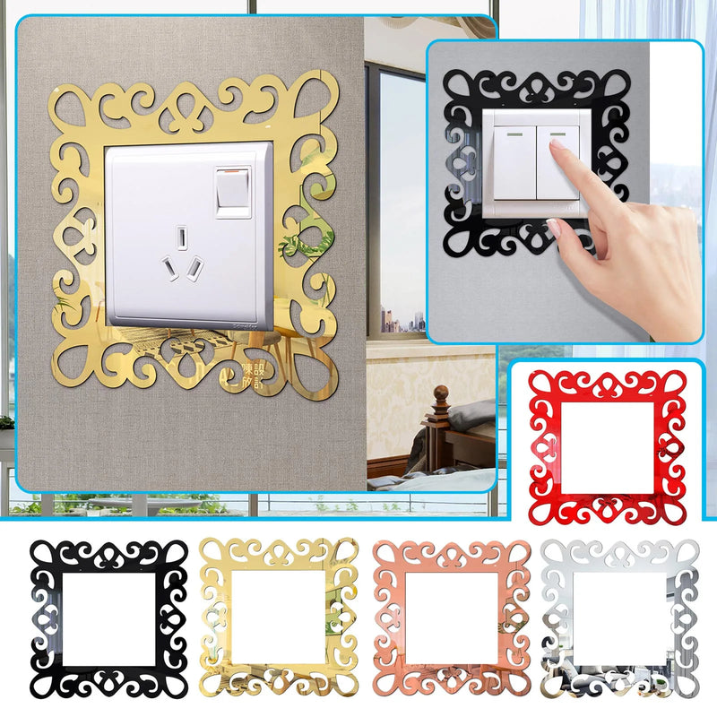 Self-Adhesive 3d Panels Wall Sticker Light Switch Cover Mirror Face Stickers On The Wall Home Room Decoration Photo Frame Shape