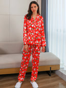 Two piece sets women's sleepwear autumn and winter long sleeved pants Christmas patterned printed home clothes sleepwear set