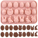 18-Cavity Easter Silicone Chocolate Mold Egg Rabbit Bunny Shaped Mould Candy Jelly Cocoa Bombs Making of Easter Party Decoration