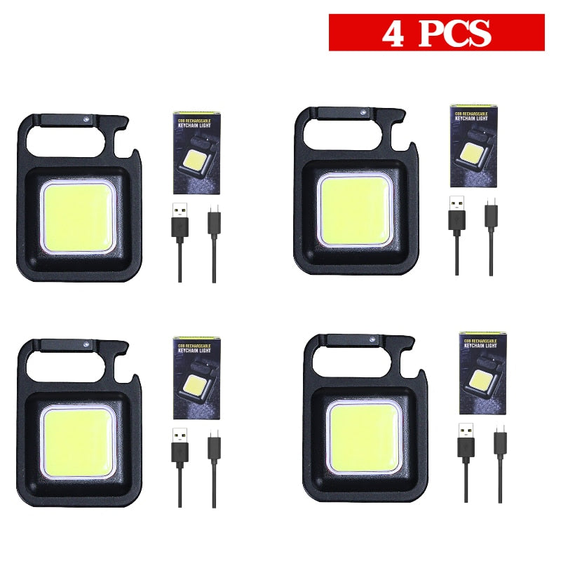 Portable Rechargeable LED Flashlight Keychain Light Torch Lantern 4 Lighting Modes Work Light Camping Light Mini Led Flashlight