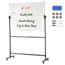 SucceBuy Rolling Magnetic Whiteboard Double-sided Mobile Whiteboard Adjustable Height Dry Erase Board with Wheels for Office