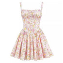 Boho Inspired floral print mini dress for women pintuck details sexy summer dress straps cute hot girl party dresses holiday