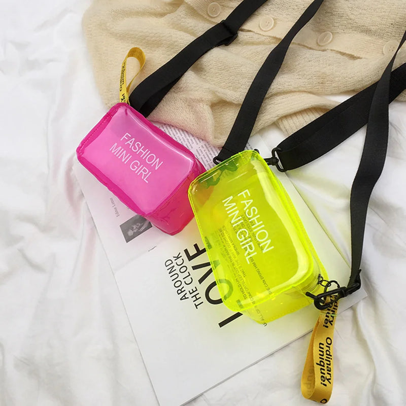 Pvc Jelly Women Plastic Crossbody Bag Fashion Clear Shoulder Bag Small Tote Messenger Candy Colors Bags Cosmetic Bag