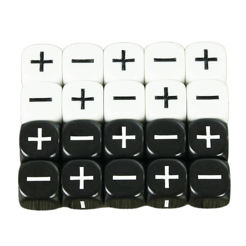 Fate Dice Opaque Black  White 10PCS 16mm for Board Game Accessories