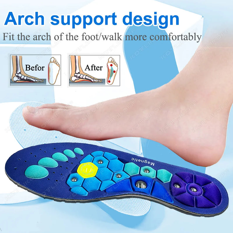 Acupressure Magnetic Insoles Foot Massage Orthopedic Insoles For Men Women Breathable  Arch Support Relieve Tired Shoe Inserts
