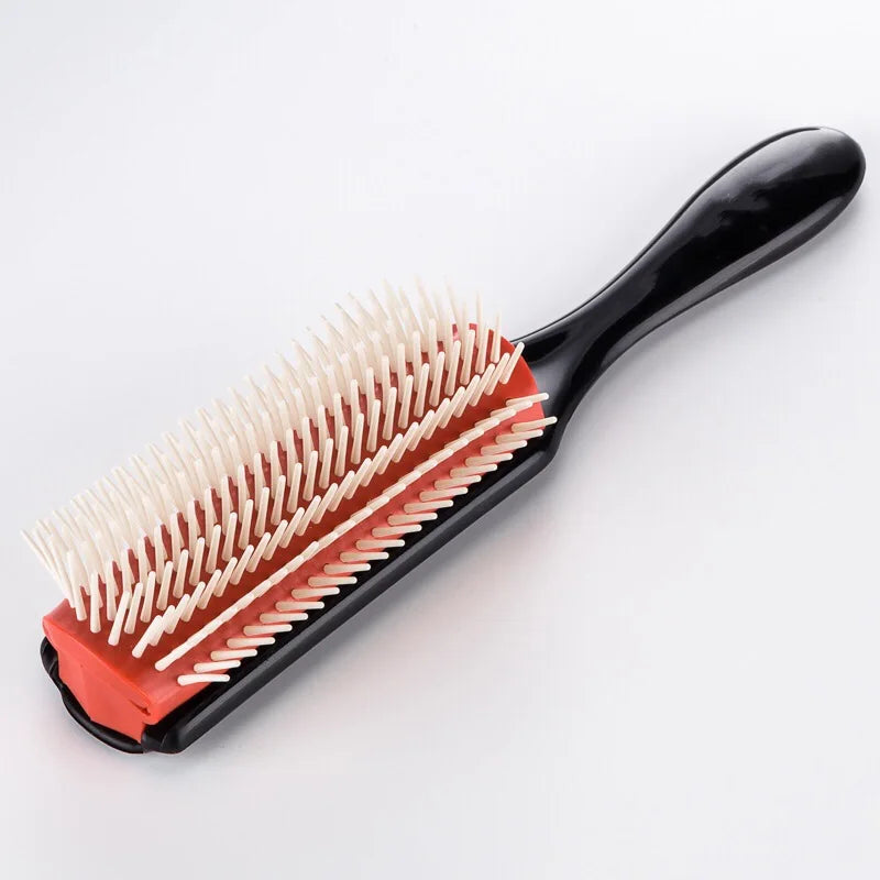 9-Rows Detangling Hair Brush Denman Detangler Hairbrush Scalp Massager Straight Curly Wet Hair Comb for Women Men Home Salon