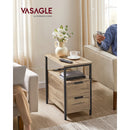 Table d'Appoint - VASAGLE - Marron Camel et Noir d'Encre - Multiprise et Rangement