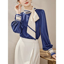 French Bow Tie Long Sleeve Button Shirt for Women 2025 Spring and Autumn New Temperament Cardigan Top