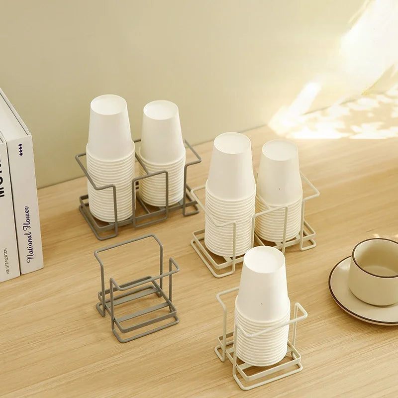 Multipurpose Paper Cup Holder Desktop Disposable Cups Organizer Dispenser Durable Mini Tea Bags Coffee Pods Storage Organizer