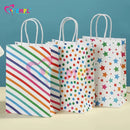 12pcs Rainbow Kraft Paper Gift Bag with Handle Candy Favor Bag Christmas Wedding Baby Shower Kids Birthday Goody Bag Party Decor