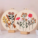 Picoey Flower Embroidery Kit for Beginners with Pattern and Instructions,1 Pack Cross Stitch Kits, Embroidery Hoops