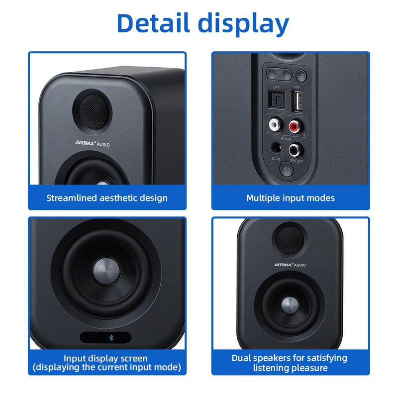 AIYIMA S400 Audio 80W Bookshelf Active Speakers Dual-Mode 3 Inch Bluetooth USB DAC for  HiFi Home Subwoofer Music System TV PC