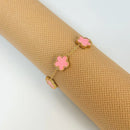 Adjustable Stainless Steel Bracelet Double Sided Bracelets Five Leaf Petals Flower Gold Plated Clover Women Fashion Jewelry