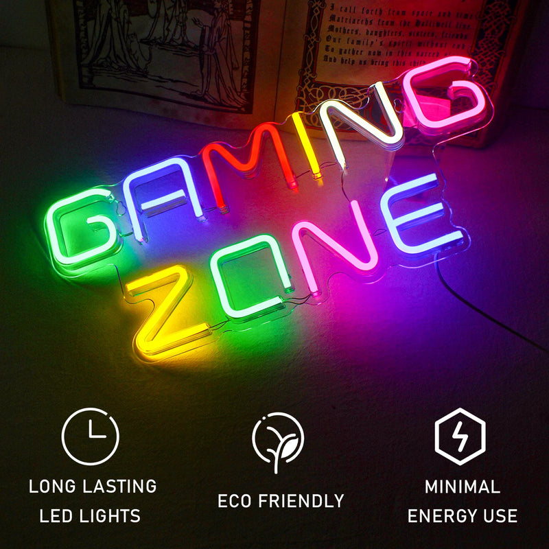 Gaming Zone Neon Led Sign for Wall Decor Game Neon Lights Signs with USB Powered for Game Room Bedroom Gifts Gamer (Multicolour)