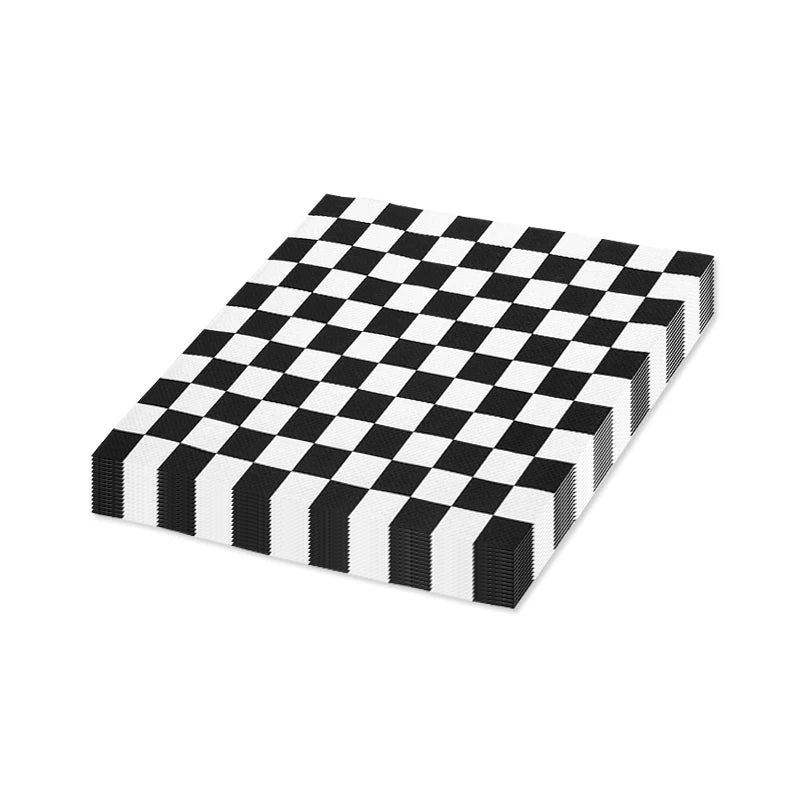 20pcs/pac Fashion Black White Checkered Printed Napkin Papers Minimalist Chessboard Patterned Paper Napkins Coffee Shop Cloth