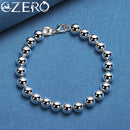 ALIZERO 925 Sterling Silver 18K Gold Smooth 6MM Beads Bracelet Chain For Woman Charms Wedding Engagement Party Jewelry Gifts
