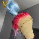 Haze Blue Colored Straight Lace Front Wig Red Ombre Human Hair Wigs For Women Brazilian Transparent Lace Front Wig Pre Plucked