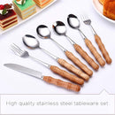 4pcs/24pcs Cutlery Set Stainless Steel Wooden Handle Utensils For Kitchen Fork Spoons Knives Dinner Set Tableware Sets Wholesale