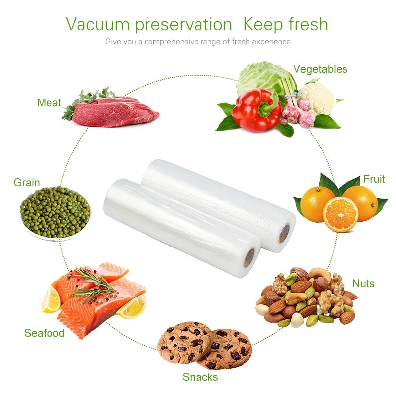 ATWFS Vacuum Bag Packaging Food Vacuum Sealer Bags for Food Storage Keep Products Fresh Bag 12/17/20/25/28cm*500cm 1 Roll