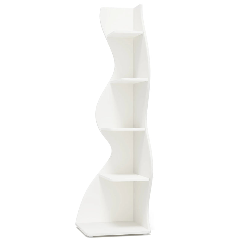Tribesigns Corner Shelf, Modern 5-Tier Wall Corner Bookshelf, Stylish Corner Small Bookcase Storage Rack Plant Stand