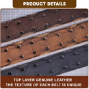 Vintage Genuine Leather Men's Belt With Copper Buckle, Handmade Casual Double Pin Buckle Belt With Gift Box, Thickened Top-layer