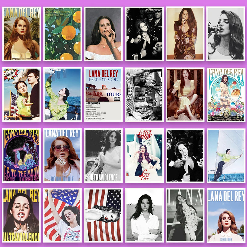 25PCS Lana Del Rey Posters Sticker Laptop Waterproof Skateboard Cafe Vintage Fridge Cool Decals for Fridge Toy Phone Stickers