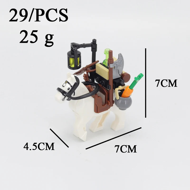 MOC Medieval Castle Building Blocks kit Tent Campfire Siege Car Hanging Cage Trial Bench Guillotine Weapon Toys Gifts Mini Brick