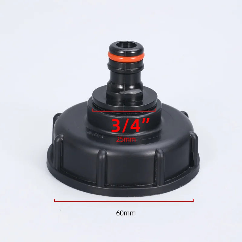 Black Plastic IBC Tank Tap 60mm Coarse Thread Fitting 1000L Water Container Pipe Connector Durable Garden Hose Pipe Adapter
