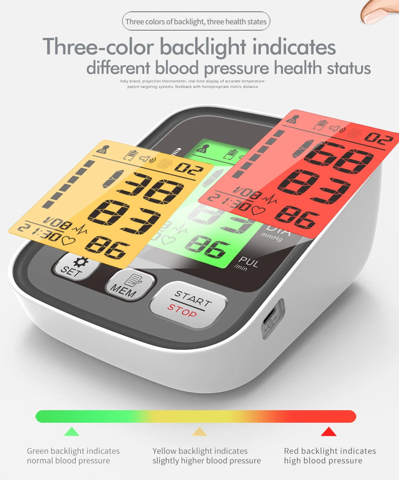 KIUZOU Upper Arm Automatic Blood Pressure Monitor BP Sphygmomanometer Pressure Meter Tonometer for Measuring Arterial Pressure