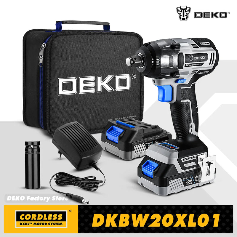 【World Premiere】DEKO 20V MAX Cordless Brushless Wrench 350N.m High Torque Electric Impact Wrench Power Tools (DKBW20XL01)