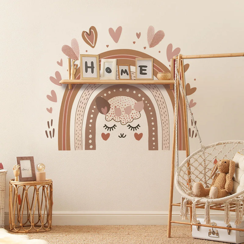 Large Boho Rainbow Child Vinyl Wall Sticker For Baby Room Decor Bedroom Accessories Decorative Adhesive Wallpaper Wall Decor