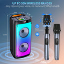 Wireless Bluetooth Speaker, Karaoke Machine with 2 Microphone, Home Karaoke System with LED Party Light, Remote Control