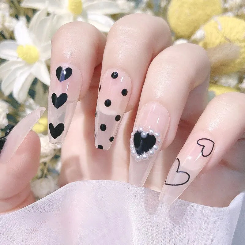 3 Packs 3D Laser Heart Alphabet Nail Art Stickers Nail Art Decorations Flowers Stars Black and White Nail Art Decorations