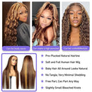 Highlight Ombre Lace Front Wig Human Hair 13x4 Straight 4/27 Honey Blonde HD Lace Front Wig Human Hair Pre Plucked 180% Density