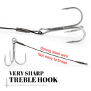 Spinpoler Corkscrew Pike Rig Stinger Fishing Hook For Soft Lure Super Sharp Double Treble Hooks 2 1 1/0 2/0 Wire Line Tackle