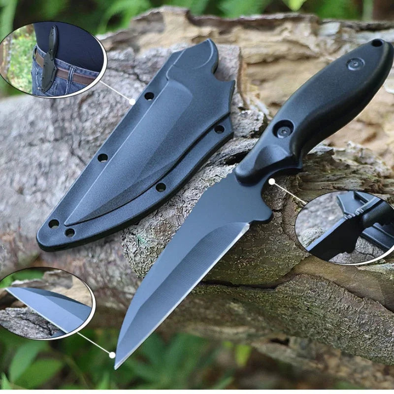 New outdoor tactical small straight knife with K sheath 5CR15 steel self-defense knife portable edc multi-function knife