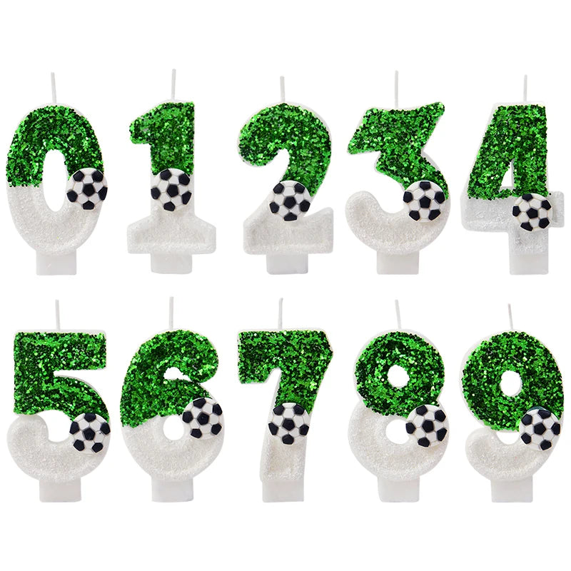 0-9 Numbers Football Cake Candle Kids Sports Theme Football Birthday Party Decoration Favors Cupcake Topper Cake Decor Supplies