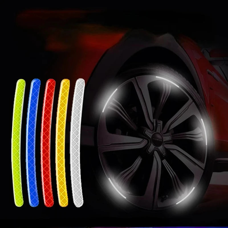 20pcs Reflective Stickers Car Wheel Tire Rims Sticker Tape Decals for Motorcycle Bike Car Night Luminous Universal Sticker