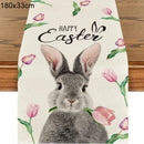 2024 Easter Rabbit Table Runner Linen Bunny Dining Table Cloth Placemat Spring Holiday Happy Easter Decoration For Home Kitchen